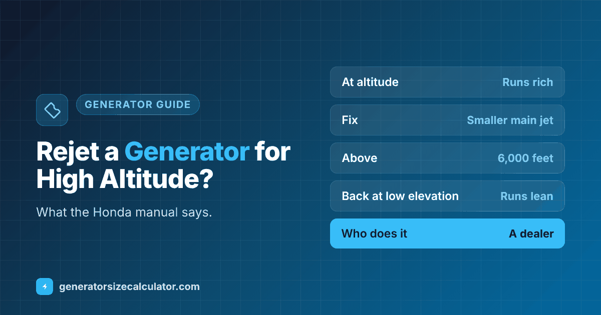 Do you need to rejet a generator for high altitude