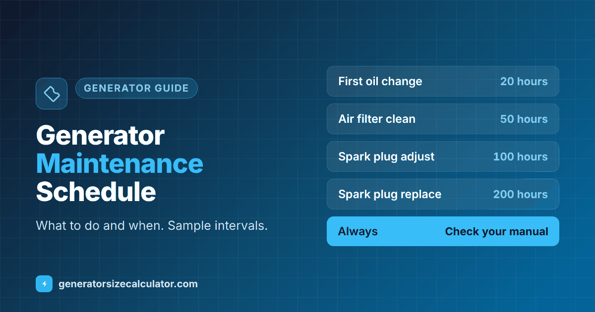 Generator maintenance schedule