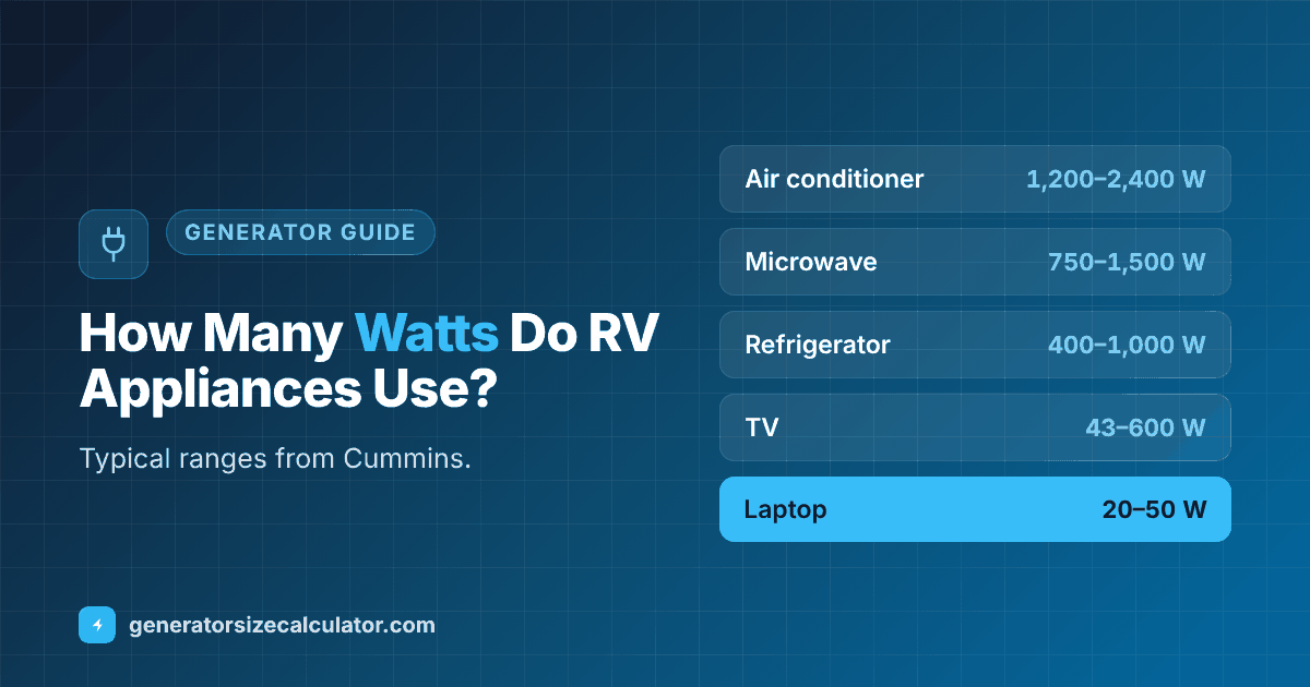 How many watts RV appliances use