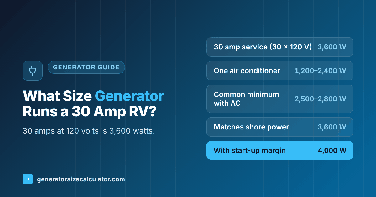What size generator for a 30 amp RV