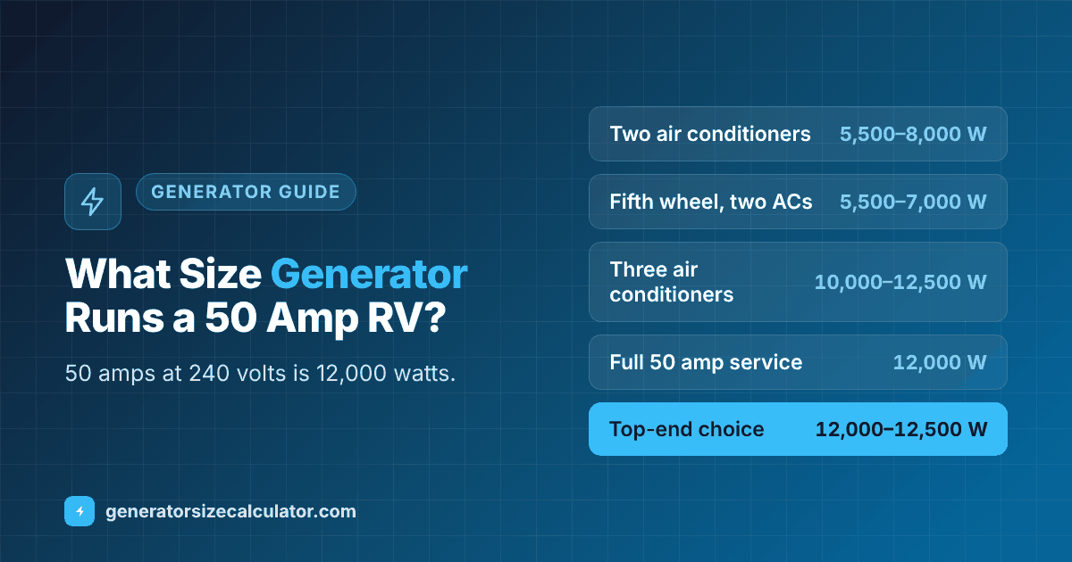 What size generator for a 50 amp RV