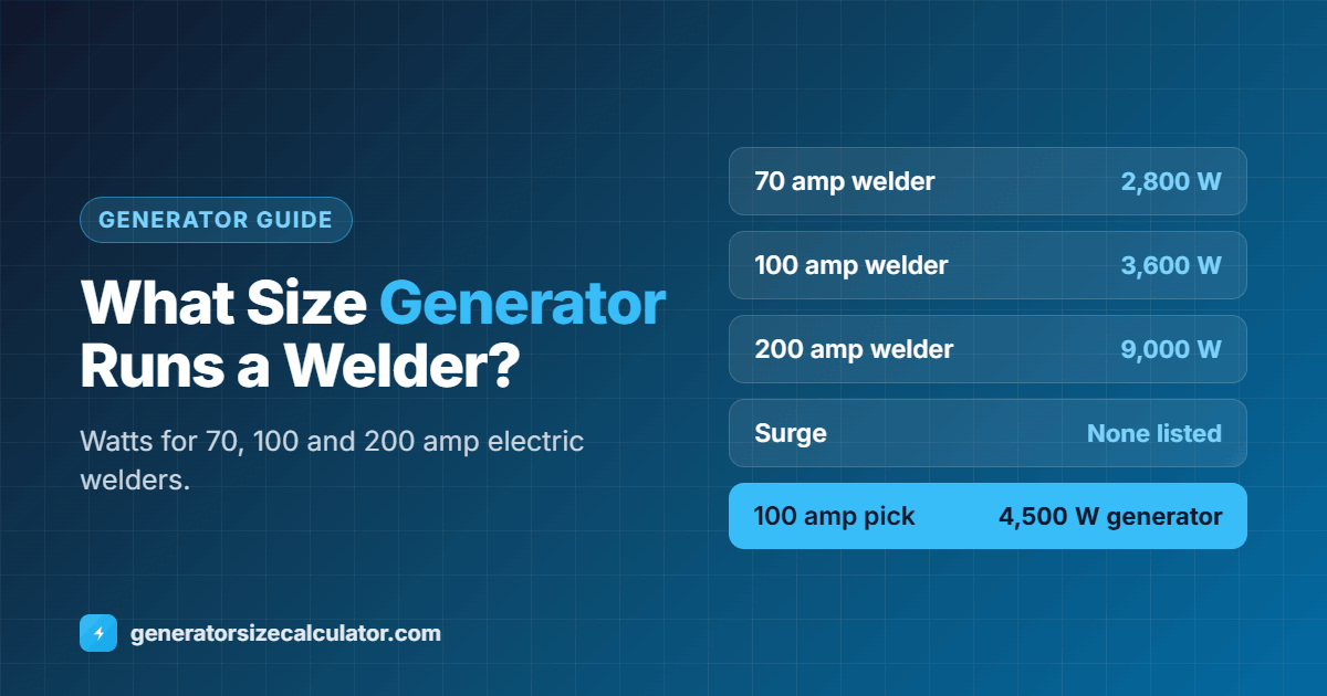 What size generator to run a welder