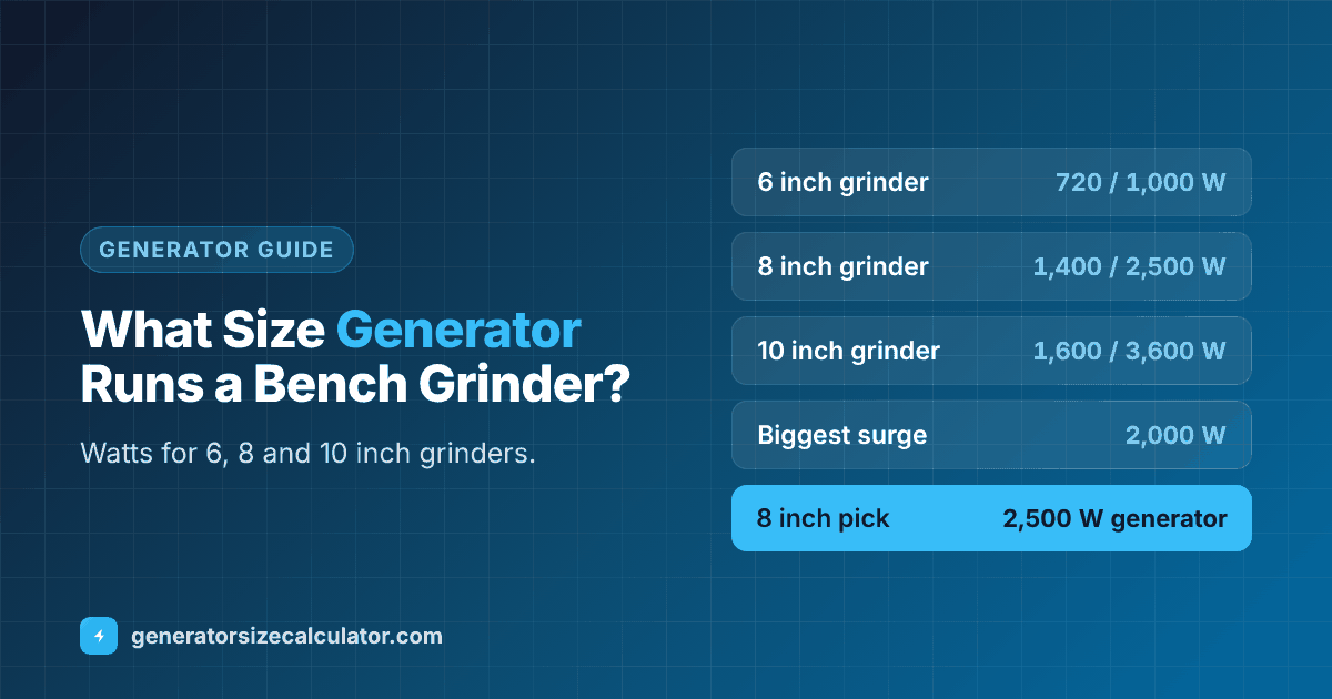 What size generator to run a bench grinder