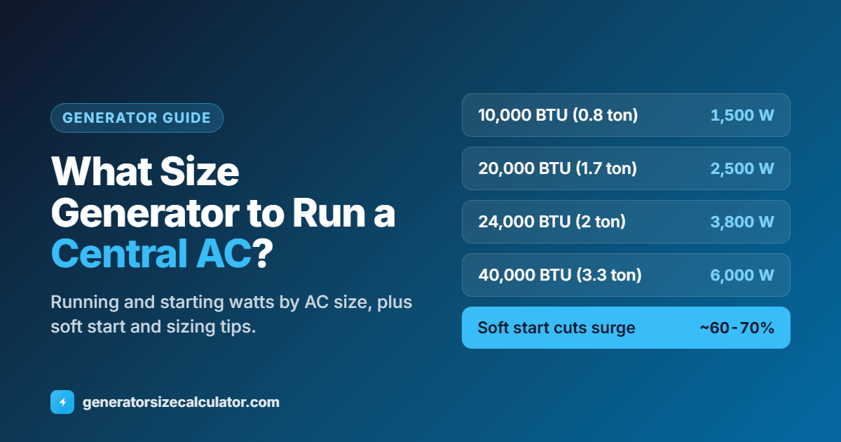 What size generator to run a central AC