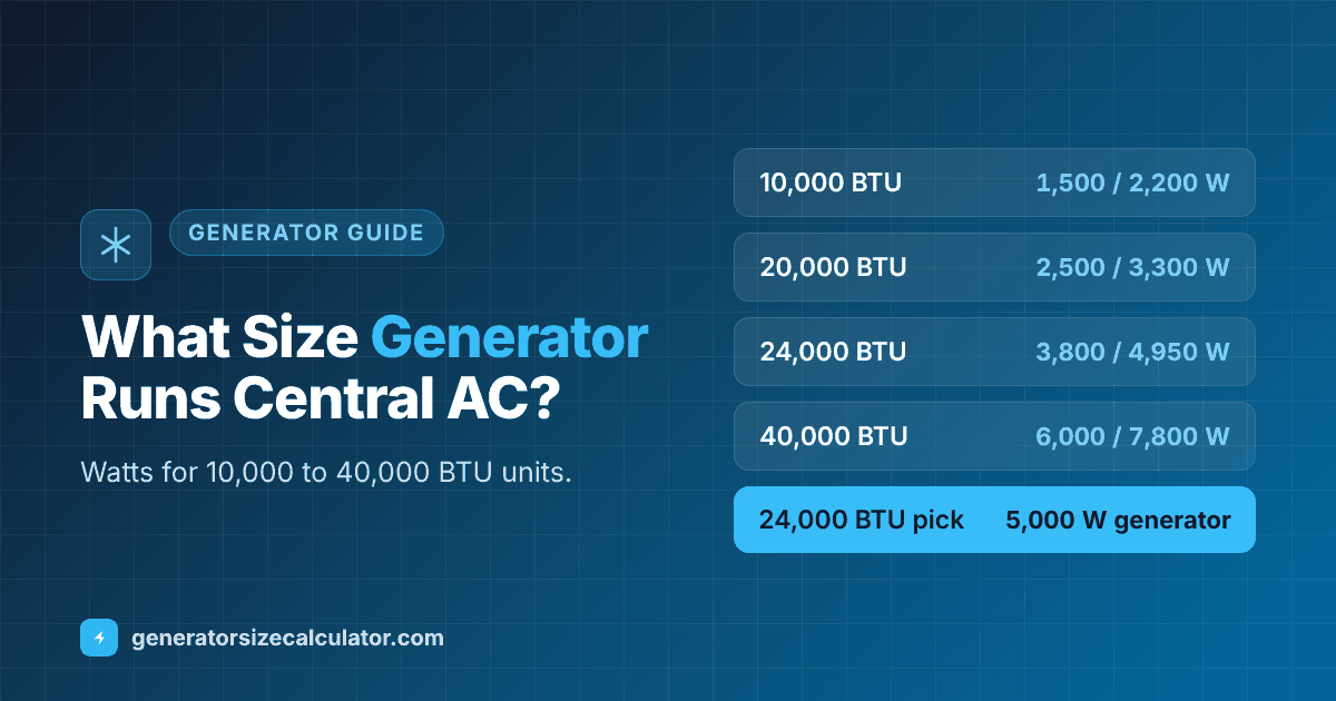 What size generator to run a central air conditioner