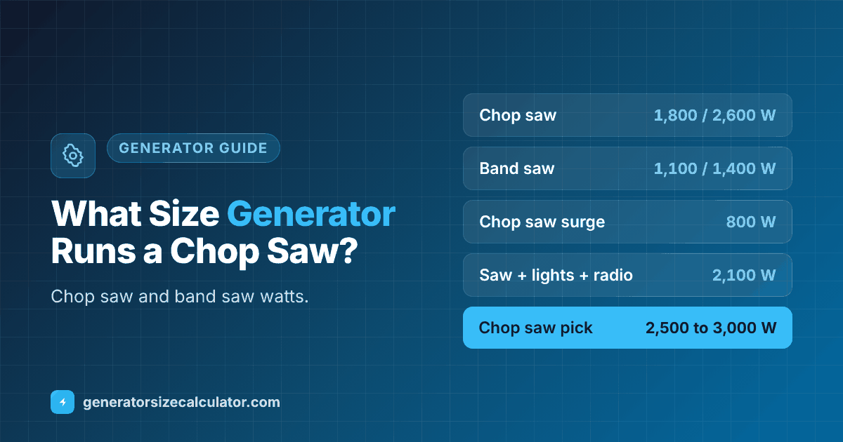 What size generator to run a chop saw and band saw