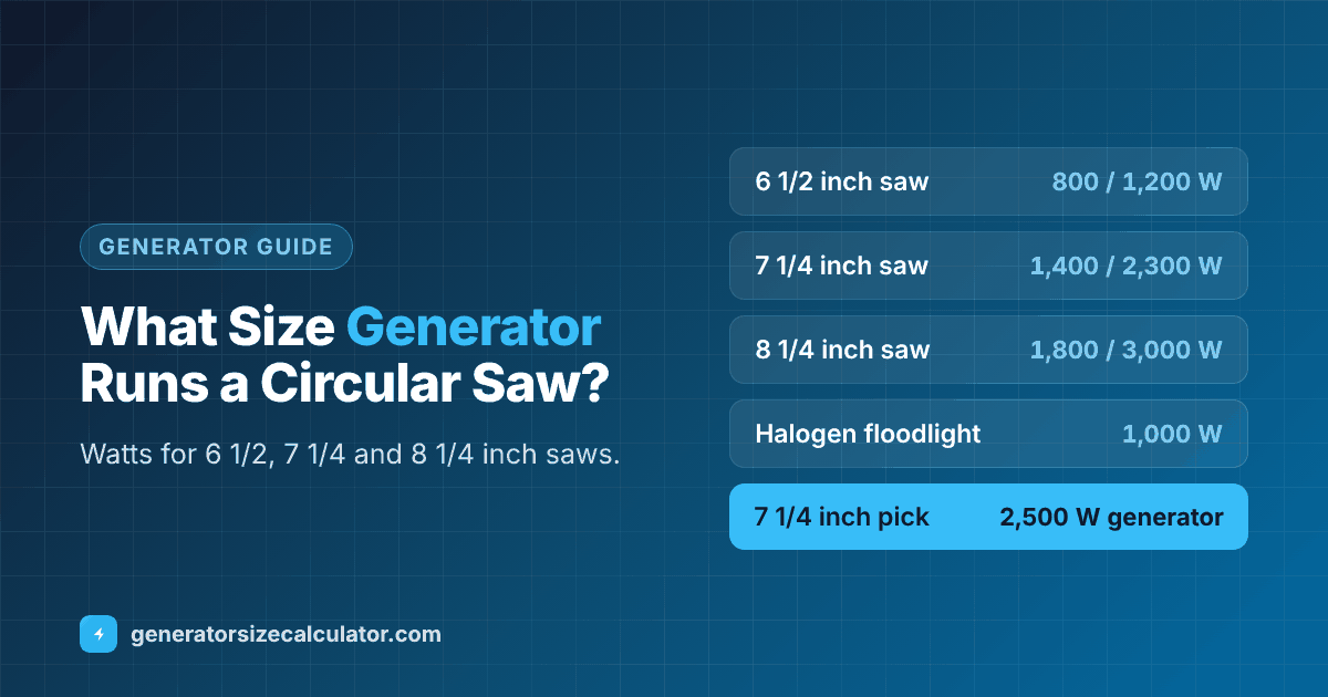 What size generator to run a circular saw