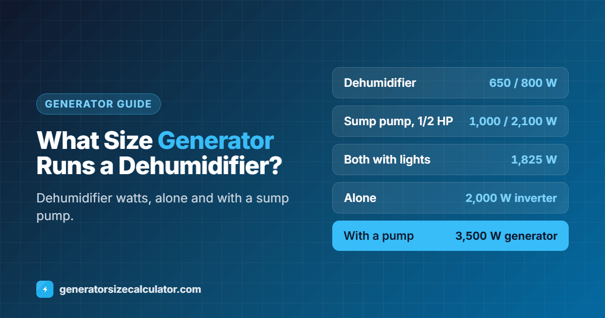 What size generator to run a dehumidifier