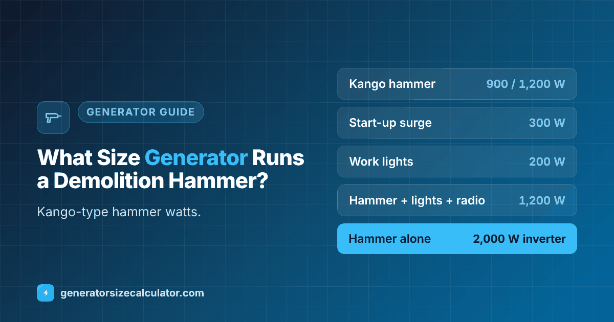 What size generator to run a demolition hammer