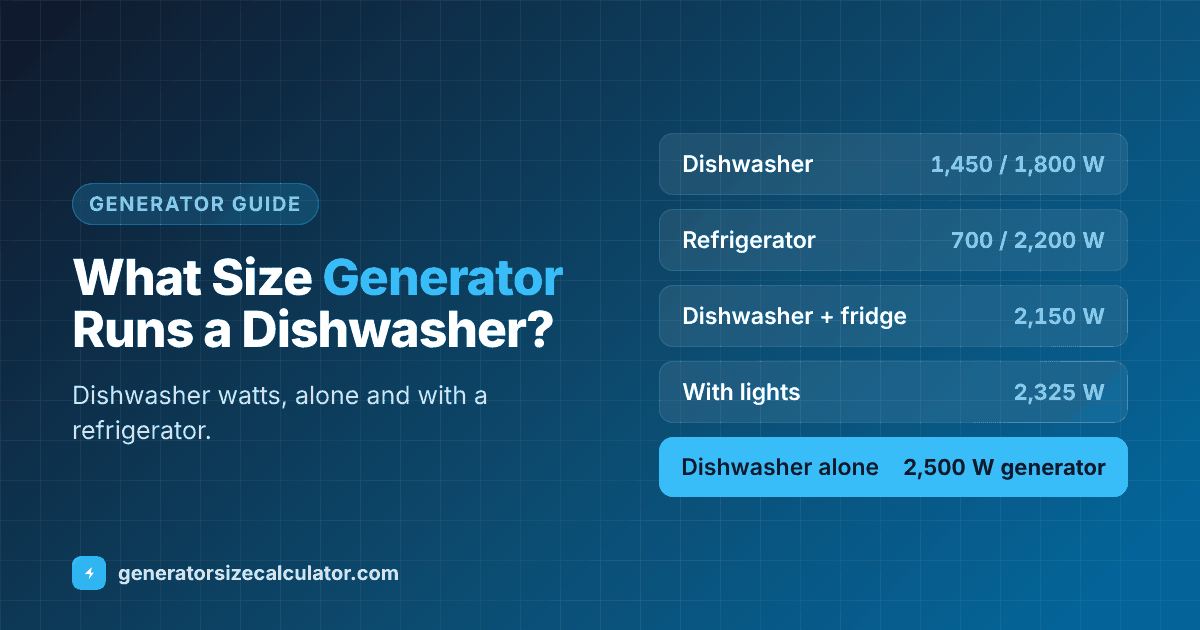 What size generator to run a dishwasher