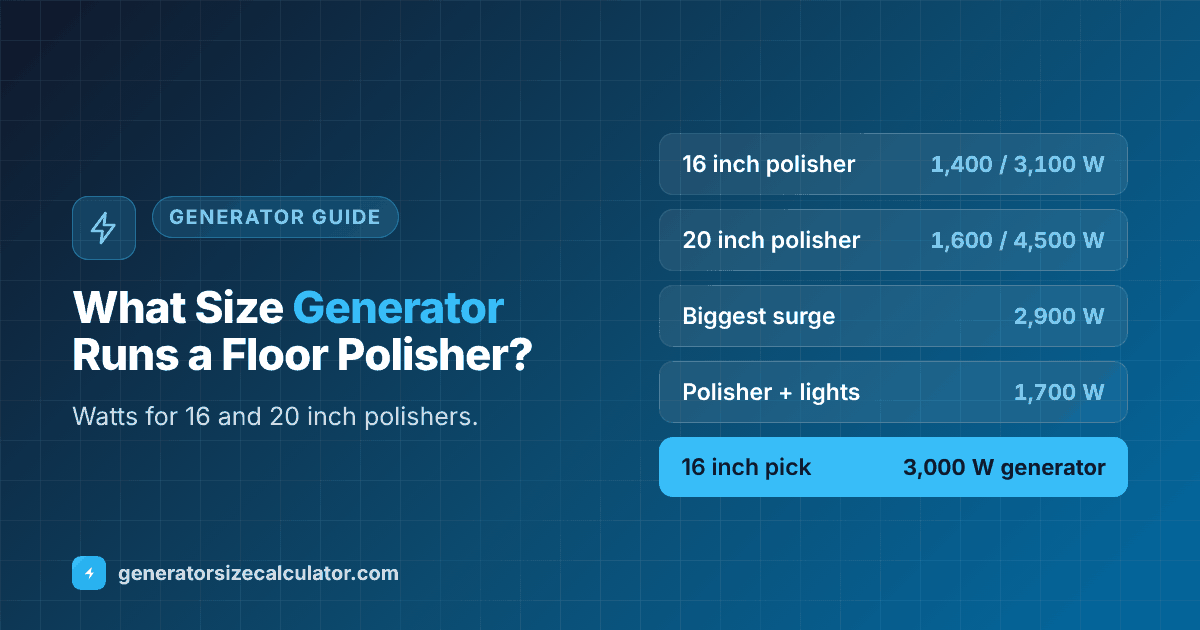 What size generator to run a floor polisher
