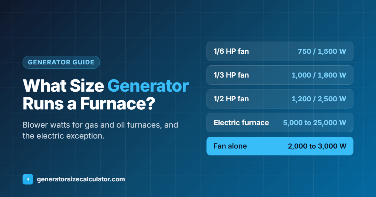 What size generator to run a furnace