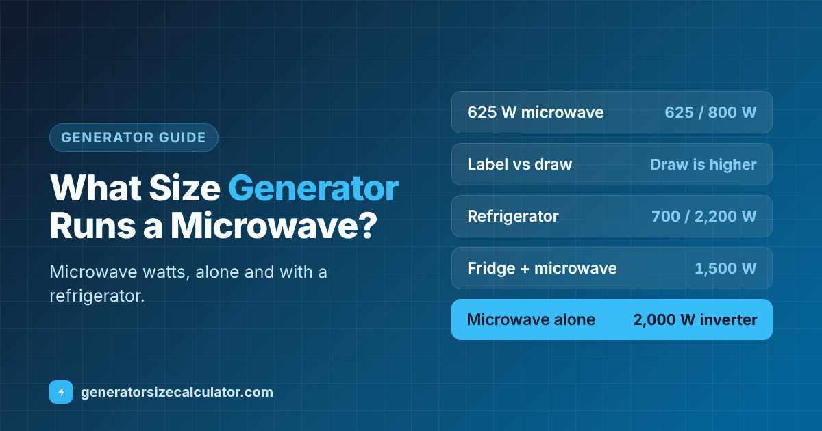 What size generator to run a microwave