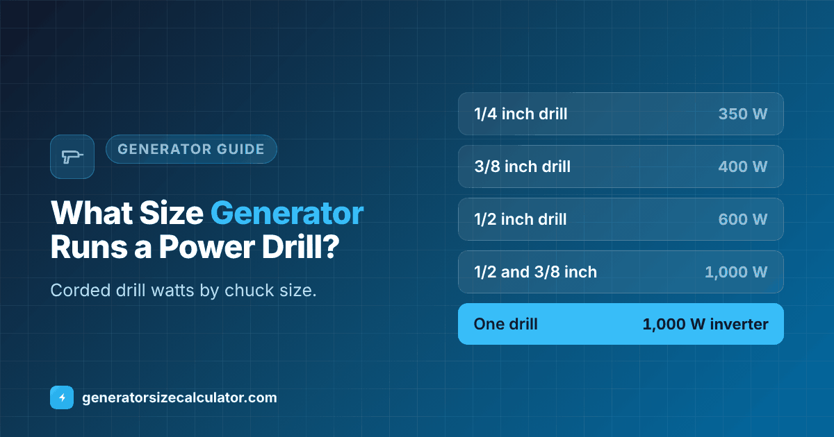 What size generator to run a power drill