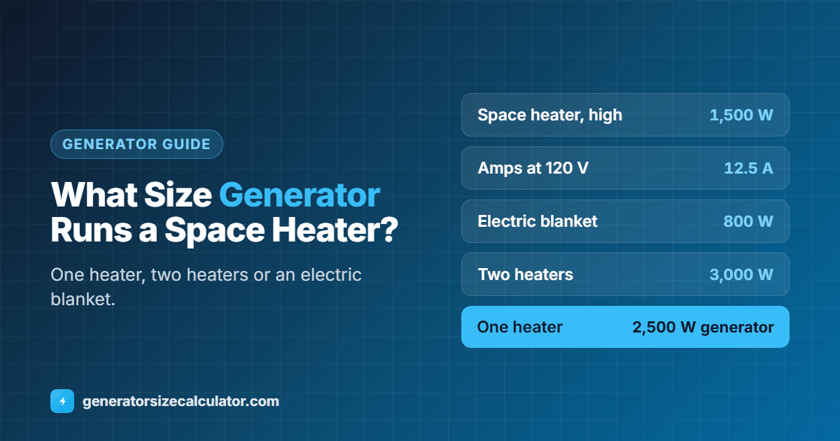 What size generator to run a space heater