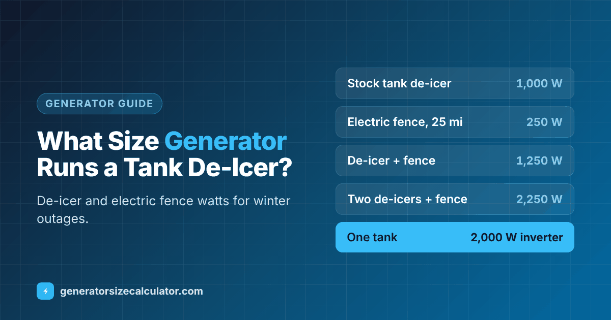 What size generator to run a stock tank de-icer