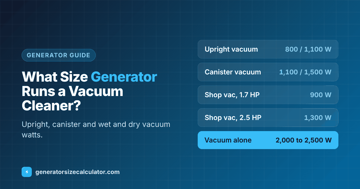 What size generator to run a vacuum cleaner