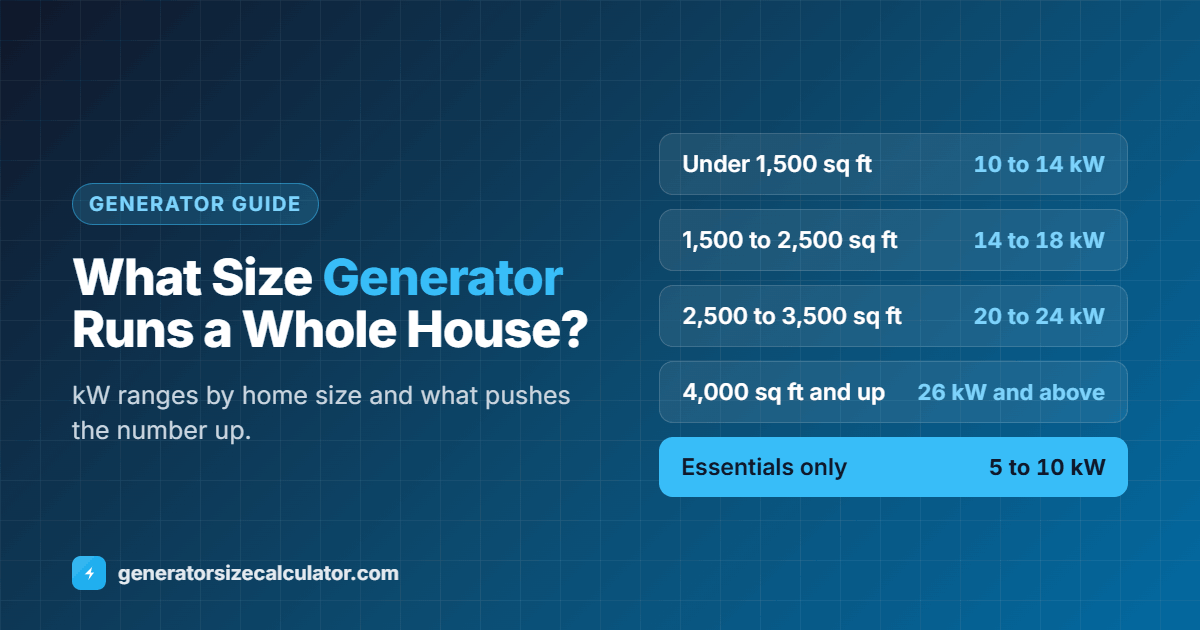 What size generator to run a whole house