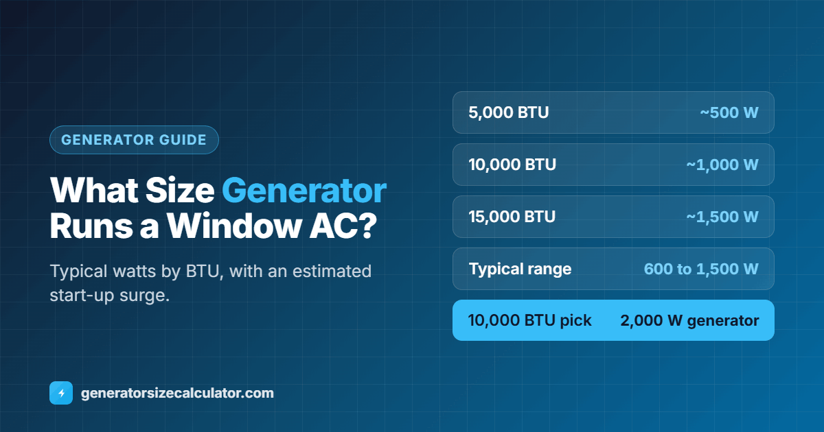 What size generator to run a window AC