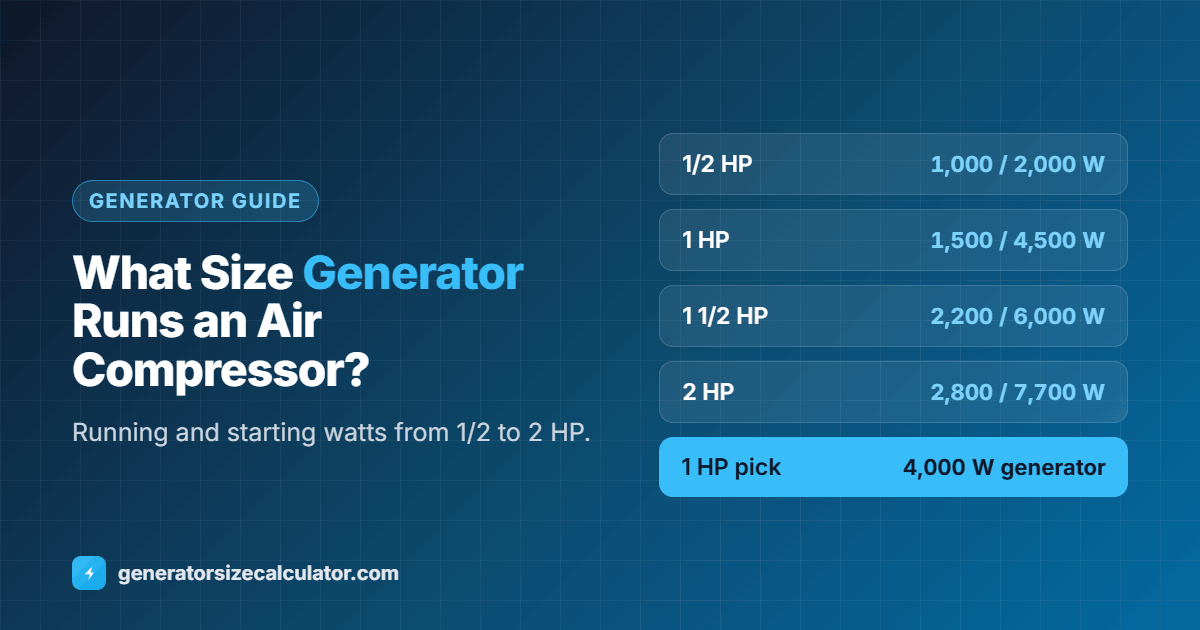 What size generator to run an air compressor