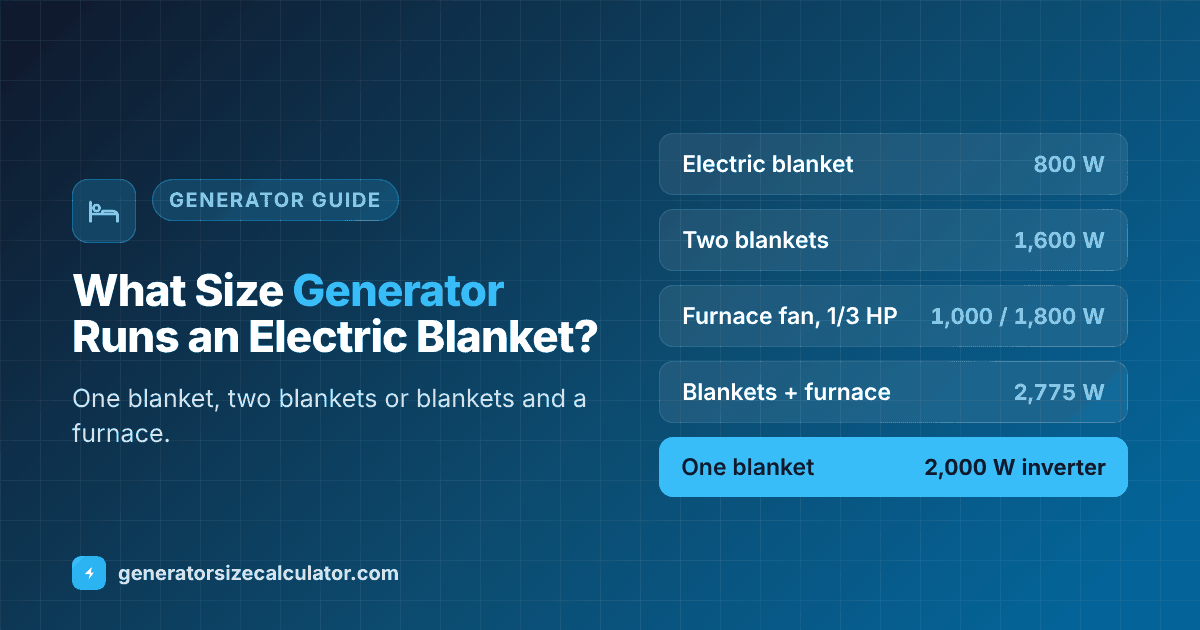 What size generator to run an electric blanket