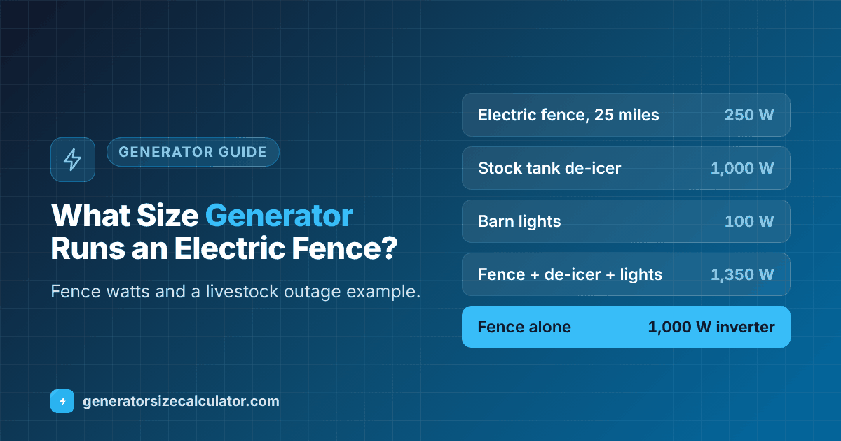 What size generator to run an electric fence