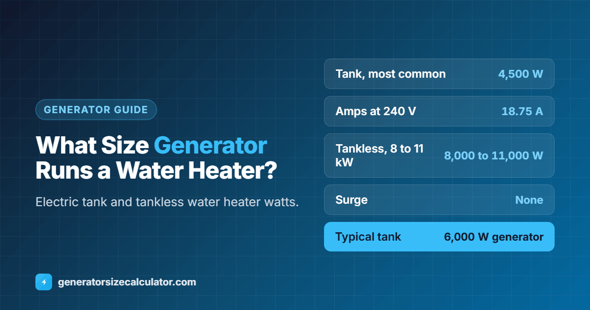 What size generator to run an electric water heater