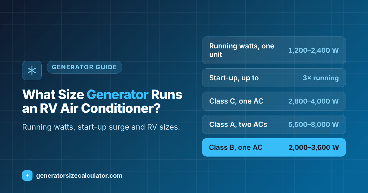 What size generator to run an RV air conditioner