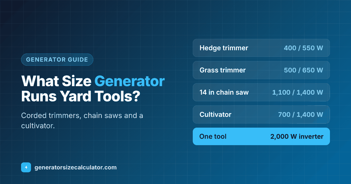 What size generator to run electric yard tools