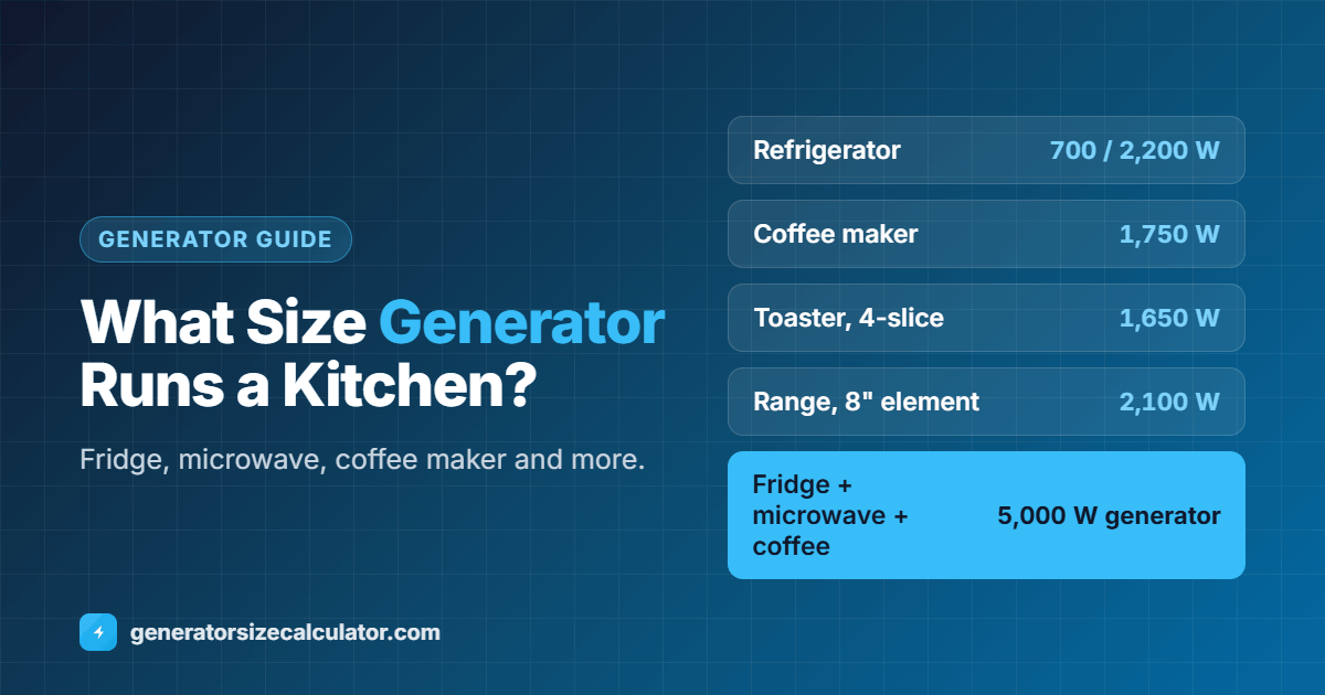 What size generator to run kitchen appliances
