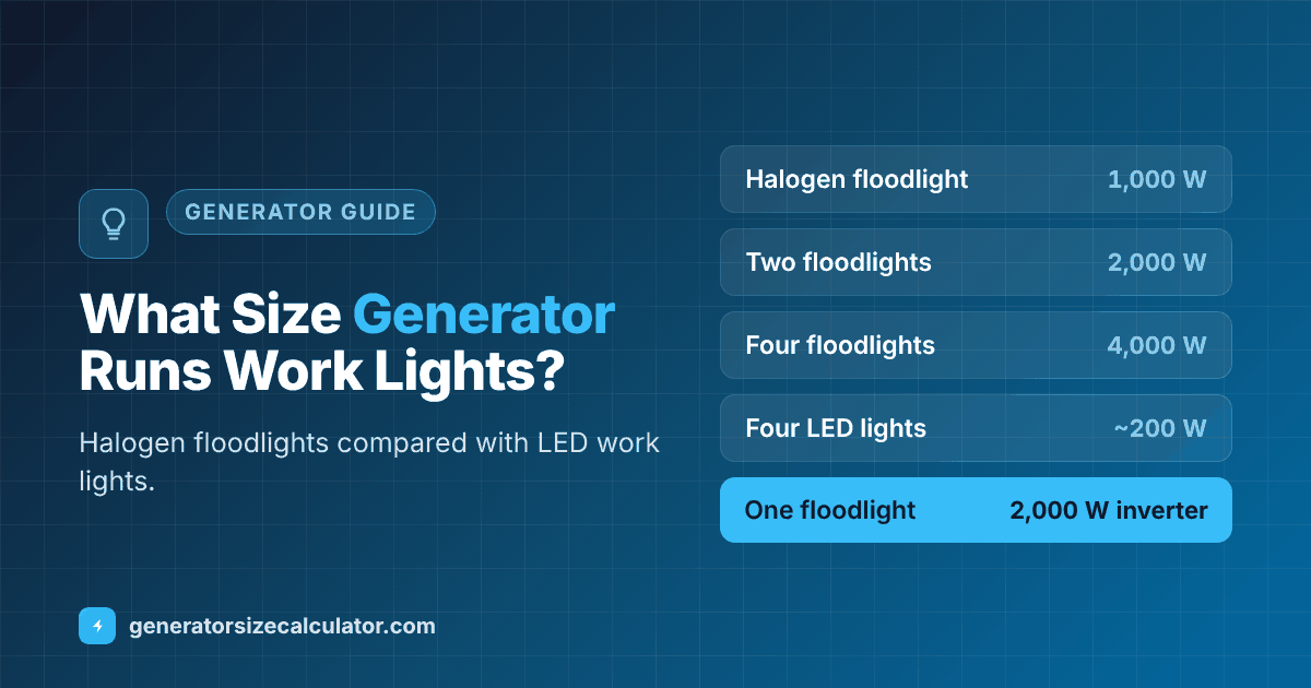 What size generator to run work lights and floodlights