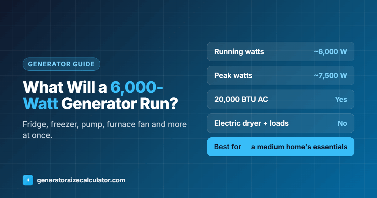 What will a 6000-watt generator run